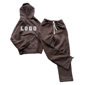 Vente en gros de pantalons à capuche unisexes en coton vierge surdimensionné avec logo brodé imprimé de haute qualité - Product Image 3