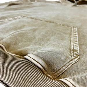 Sweat à capuche personnalisé en denim pour hommes 100% coton à manches longues Sweat à capuche personnalisé en denim déchiré pour hommes Vente en gros 450 g/m² - Product Image 3