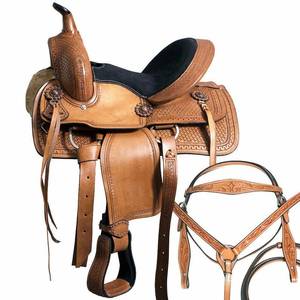 Juego de tachuelas de cuero genuino de primera calidad, monturas de carreras occidentales e inglesas para montar a caballo - Product Image 1