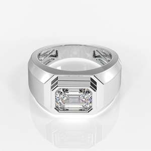Anillo Imperial Elite para Hombre en Oro Amarillo de 14K con Diamante de Corte Esmeralda Cultivado en Laboratorio para Uso Diario, Joyería Chapada en Oro con Patrón Numérico - Product Image 5