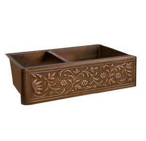 2025 Best Selling Luxury Handmade Copper Kitchen Farmhouse Sink Eco-Friendly Durable Direct Factory Sale Wholesale <b>Basins</b> Indian - Product Image 3