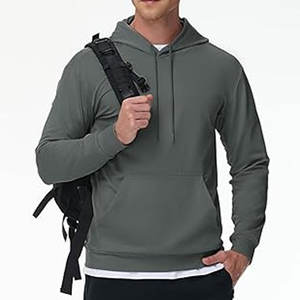 Nouvel arrivage de sweat à capuche en coton et polyester de haute qualité décontracté à manches longues minimaliste basique col à capuche hiver ample solide tissé - Product Image 6