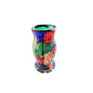 Porte-bougie en mosaïque de verre craquelé au design solide, bougeoir en verre pour bougie chauffe-plat, mosaïque de verre pour bougie chauffe-plat pour décoration de mariage - Product Image 2