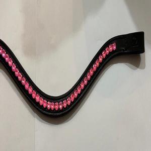 สายรัดสำหรับอานขี่ม้าที่ได้รับความนิยมสูงสุดสายหนังแท้ออกแบบด้วยคริสตัลทรงกลมสีชมพูสุดหรูโซ่ระยิบระยับ - Product Image 3