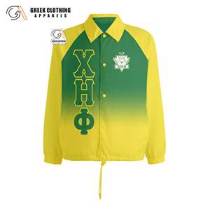 Veste coupe-vent Chi Eta Phi Sorority avec logo personnalisé, veste de printemps, design ample, veste de coach unie, design boutonné, veste en polyester - Product Image 1