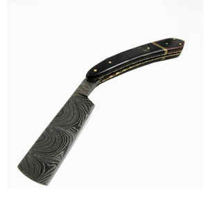 Maquinilla de afeitar plegable de acero inoxidable para quitar el pelo, mango de madera, cuchilla recta - Product Image 2