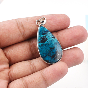 Piedra preciosa natural con forma de pera Shattuckite Plata de Ley 925 con colgante Chapado en plata Colgante de moda para mujeres y hombres. - Product Image 1