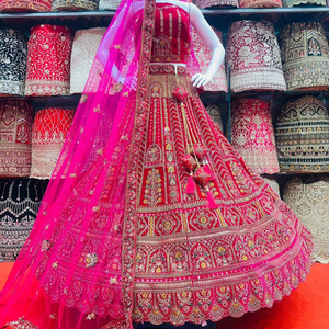 Lujosa novia de invierno nupcial Lehenga Choli ropa india y paquistaní con espejo Jarkan detalles gran estilo blusa larga Dupatta - Product Image 1