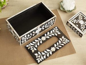 Meilleure vente nacre or coquille boîte à mouchoirs couverture bois Cube dessus de table accessoire pour voiture hôtel restaurant - Product Image 2