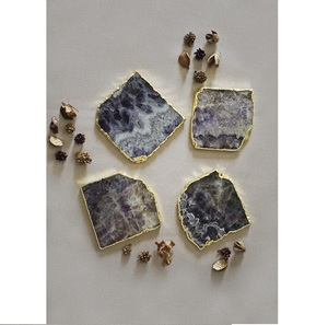 Home Decor Tableware Accessories <b>Agate</b> <b>Coaster</b> With Gold Electroplated <b>Agate</b> Slice at Wholesale Price with Premium Quality - Product Image 4