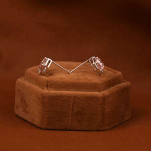 Pendientes macizo de oro blanco 18 quilates, elegante diseño de tuerca, CT 4,4, cultivado en laboratorio, rosa, corte radiante, Diamante pequeño, ajuste de Halo pequeño, chapado en oro - Product Image 4