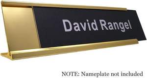 Support de plaque signalétique de bureau en aluminium 2 "X 8", paquet de 2 porte-panneau de bureau d'affaires (or jaune) - Product Image 3