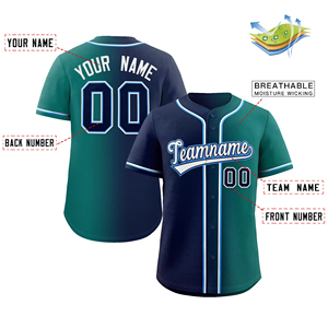Jersey de béisbol degradado personalizado cosido nombre de equipo personalizado número Hip Hop botón abajo proveedor de Jersey de béisbol en Pakistán - Product Image 3
