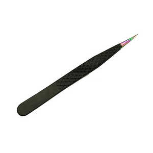 Juego de pinzas para extensiones de pestañas rectas y curvas de acero inoxidable de alta calidad profesional con puntas de fibra de belleza puntiagudas - Product Image 1