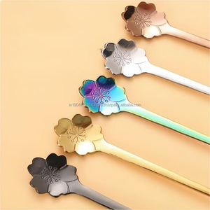 พรีเมี่ยมคุณภาพสแตนเลสดอกซากุระจับไอศกรีมขนมหวานชุดช้อนกวนกาแฟ - Product Image 3