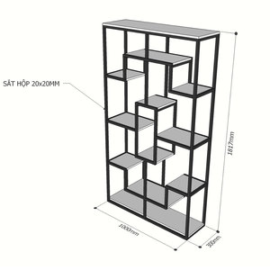 Decorative <b>Shelf</b> with Iron Frame 100x30x182cm Made of Rubber Wood KS68062 - Product Image 5