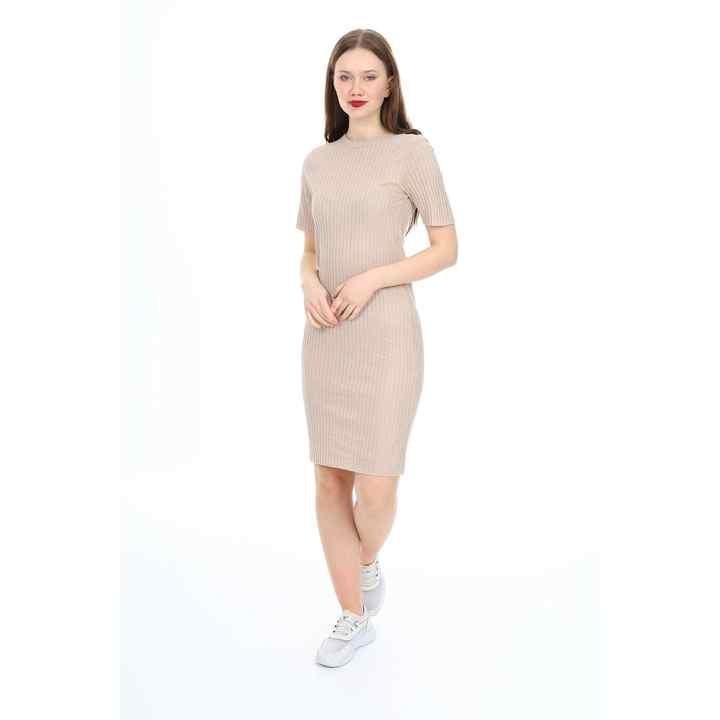 Kadın Elbise - Kaşkorse-Fitil Desenli Elbise S-M-L-XL 0164Mvng