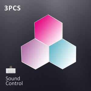 3 uds DIY RGB LED lámpara cuántica inteligente Hexagonal Modular decoración de pared música Control de sonido hexágono luz nocturna con ritmo - Product Image 1