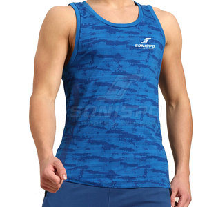 SONISPO Débardeur Homme Bleu Imprimé Séchage Rapide Col Rond Sportif Fitness en Tissu Tricoté - Product Image 1