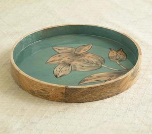 Nueva y elegante bandeja de madera para servir en esmalte impreso para servir el desayuno plato de madera hecho a mano nueva bandeja de utensilios de cocina de madera - Product Image 4