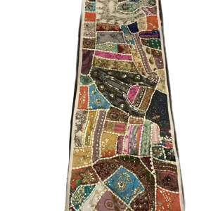 ผ้าปูโต๊ะชาติพันธุ์ยาวงานเย็บปะลายส่าหรีงานเย็บปักลวดลายประณีตผ้าโบโฮอเนกประสงค์สำหรับตกแต่งโต๊ะ - Product Image 1