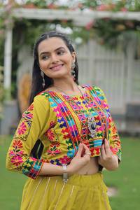 Navratri lehenga choli ชุดพิเศษ navratri chaniya choli อินเดียสำหรับผู้หญิงสวมแบบดั้งเดิม lehenga choli เจ้าสาวผ้าฝ้ายบริสุทธิ์ lehenga - Product Image 3