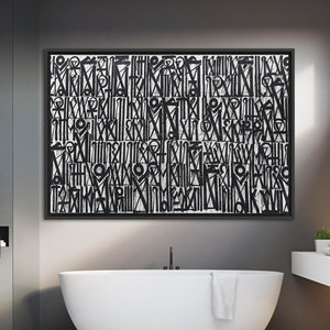 Vivid American Graffiti Print Canvas: Abstract Street Art Decor,1P:Black <b>Framed</b> - Product Image 1