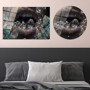 Tableau mural sur toile Diamond Lips : Décoration imprimée de luxe glamour, ART EN VERRE TÉRMÉRISÉ - Product Image 1