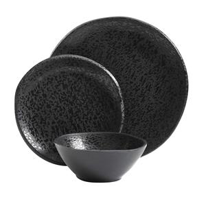 Casa Conjunto de louca de melamina redondo Yoko servico para quatro (12 pecas) preto <span class=keywords><strong>fosco</strong></span> - Product Image 3