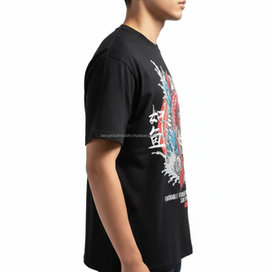 Camisetas de Verano para Hombre con Logotipo Personalizado OEM, 100% Algodón Satinado, Hombros Caídos, Ropa Urbana al por Mayor - Product Image 3