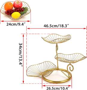 Vantage Panier de rangement moderne pour fruits, avec revêtement en poudre dorée, pour la décoration de la maison et la cuisine, utilisation pour les fêtes - Product Image 2