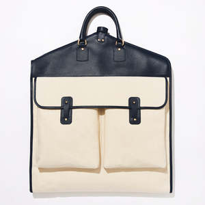 Sac de vêtements en cuir et toile élégant, pliable, porte-costume, organiseur de voyage, fermeture éclair étanche, sac suspendu pour les voyages fréquents - Product Image 1