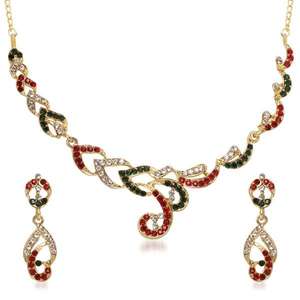 Collier plaqué or Kriaa serti de pierre rouge autrichienne bijoux fins 1105506 - Product Image 1