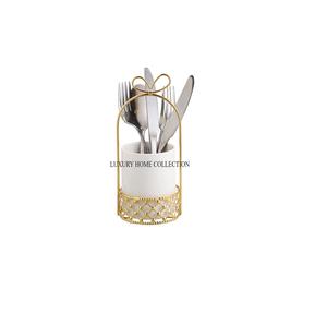 Porte-couverts en métal de qualité supérieure au design ancien avec des détails artistiques et des fentes durables pour un rangement élégant des couverts - Product Image 1