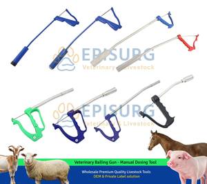 Applicateur de boulettes pour moutons, pistolet à boulettes magnétique, poignée incurvée en aluminium avec tête de diamètre personnalisé, outil de dosage manuel, vétérinaire - Product Image 5