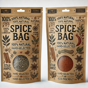 לוגו מותאם אישית מודפס סרט נייר אלומיניום שטוח תחתון שקיות פלסטיק תבלינים שקיות אריזות תבלינים עם חלונות - Product Image 6