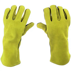 ถุงมือผ้าฝ้ายสำหรับงานเชื่อมงานหนังวัวสีแดงแยกชิ้นทำจากหนังวัวสำหรับคนงาน - Product Image 4