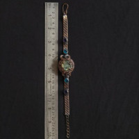 Bangle perak murni buatan tangan dapat diatur batu Amethyst Labradorite 15To30MM bentuk piramida IGI bersertifikat hijau antik