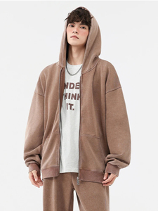 Nueva alta calidad al por mayor logotipo personalizado de impresión de algodón liso cremallera Sudadera con capucha para hombre con cremallera Sudadera con capucha - Product Image 3