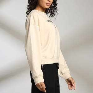 Sweat-shirt pour femme au design élégant, personnalisé avec logo brodé ou imprimé, fabriqué directement en usine au Pakistan, en tissu polaire respirant, pour l'automne et l'hiver - Product Image 3