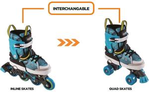 Patins à roulettes 2 en 1, 5 réglages, en ligne + quad - Product Image 4