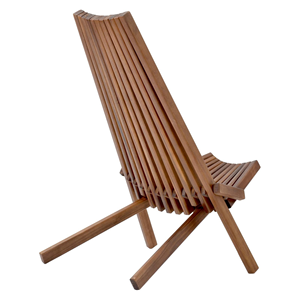 Modern Wooden Slatted <b>Lounge</b> <b>Chair</b> Unique & Comfortable Design for Indoor or <b>Outdoor</b> Relaxation - Product Image 5