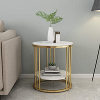 Yüksek kaliteli pirinç altın Metal çift 2 ekran yan masa hoş Modern depolama aksesuarı dekorasyon zemini ekipman tablosu