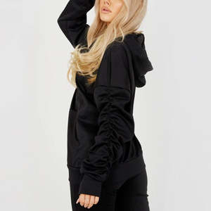 Ensemble de survêtement sport deux pièces pour femme, coupe évasée, avec sweat à capuche zippé et pantalon, effet délavé à l'acide - Product Image 2