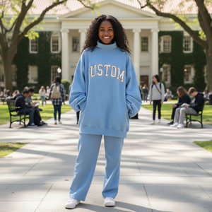 Prix de gros, survêtement pour femmes en coton et polyester, tricot d'hiver, style streetwear, personnalisé, Pakistan, respirant, uni, ensemble long 2 pièces - Product Image 2