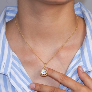 White Rainbow Moonstone Chain Necklace Pendant Necklace For Women Vintage <b>Anniversary</b> Gift Sterling Silver - Product Image 4