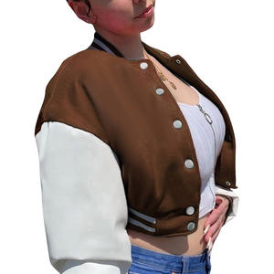 Dernière mode Offre Spéciale veste universitaire de baseball courte personnalisée pour femmes veste universitaire en chenille broderie patch pour femmes - Product Image 6