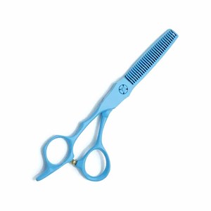 Tijeras profesionales para adelgazar el cabello, acero inoxidable, Color azul con reposapiés, tijeras para adelgazar el salón - Product Image 3
