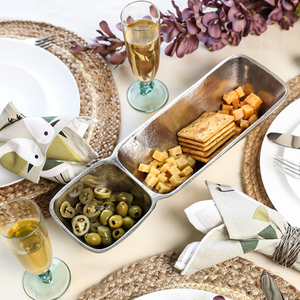 Kép ngăn Kim Loại phục vụ bát cho trái cây khô đồ ăn nhẹ Nuts trang trí bạc kết thúc hình chữ nhật sectioned bát cho ăn uống - Product Image 6