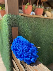 Sac fait main tricot femmes Teddy embrayages sac gonflé Crochet pochette moelleuse sacs sac à main sac à main nuage embrayage Shaggy foncé Saxe bleu - Product Image 2